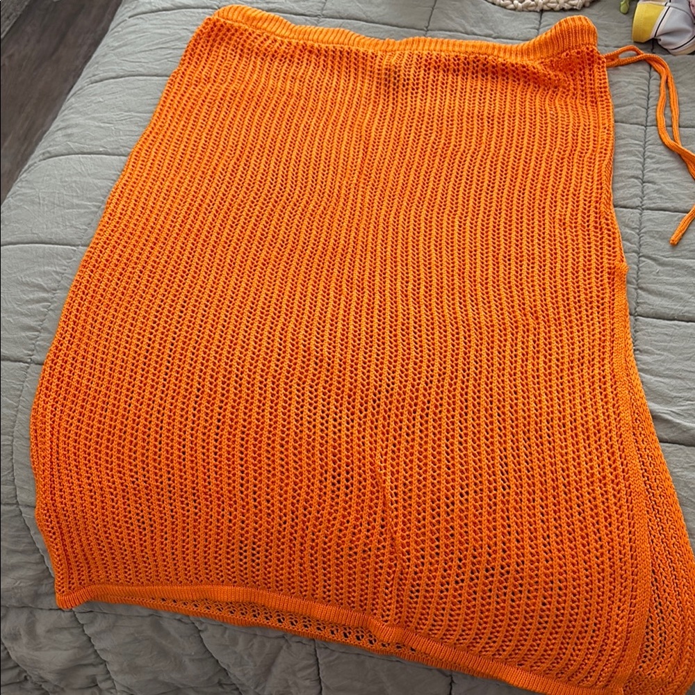 Vibrant Orange Knit Skirt